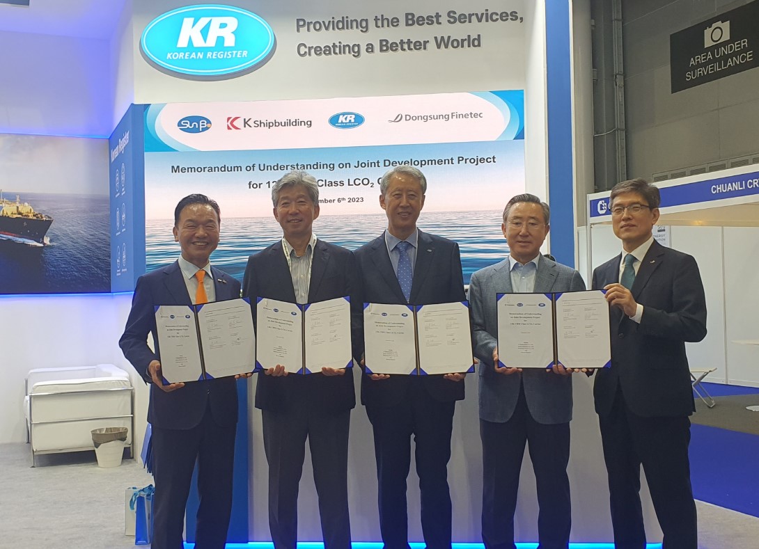 KR, K Shipbuilding, Sunbo Industries and Dongsung Finetec Sign MOU to Jointly Develop 12K CBM LCO2 C